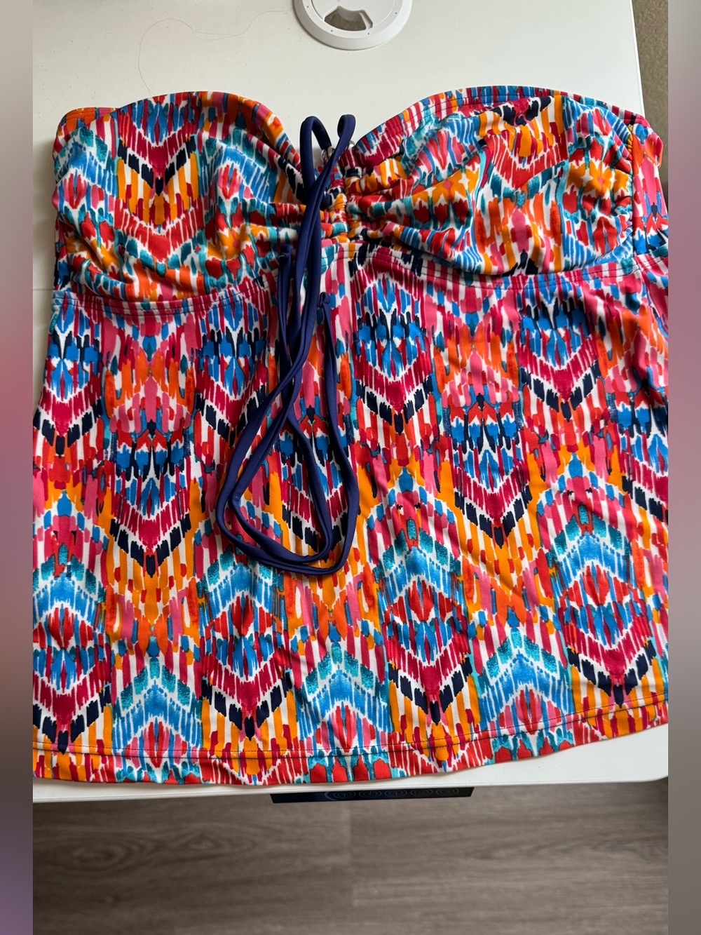 Vibrant Multicolor Geometric Swim Top - Bright Pattern